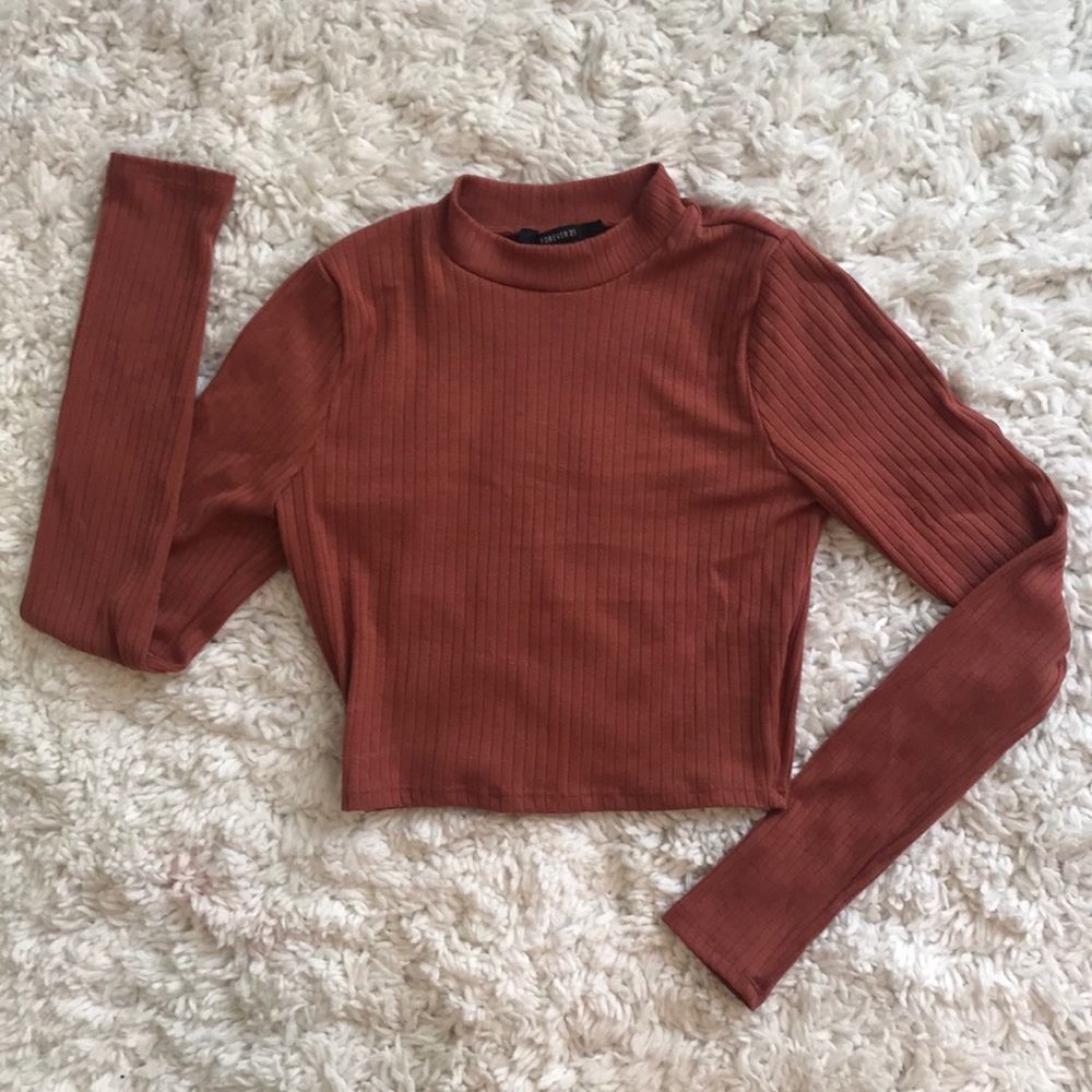 Long sleeve crop top - dusty rose (S)